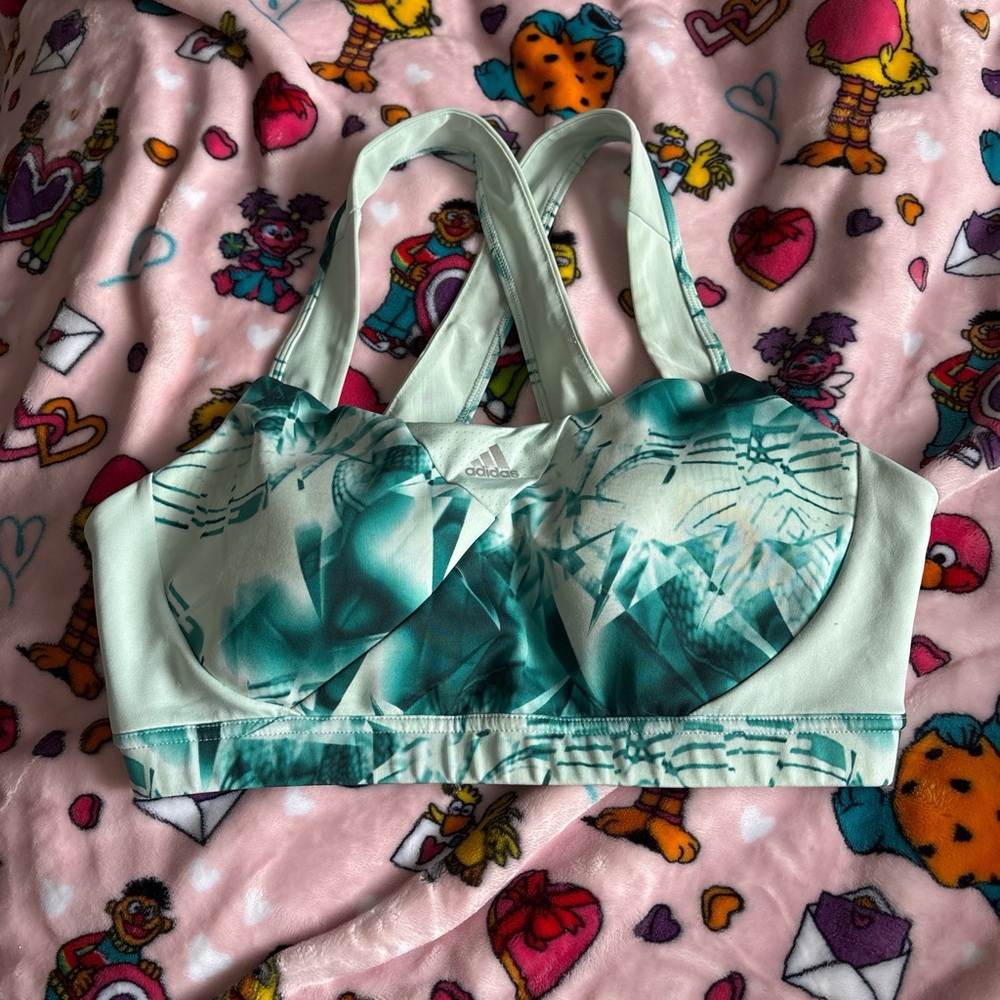 Adidas Mint and Teal Patterned Sports Bra